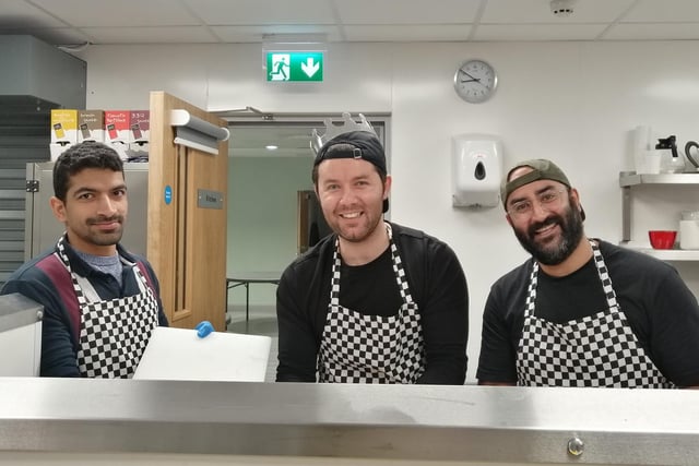 The chefs at the asylum seekers Christmas event in Lancaster.