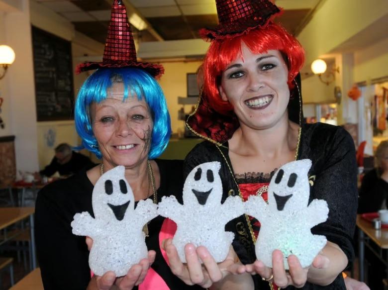 Owner Elaine Oldfield and Charlotte Danson (left) from The Welcome Cafe in the Arndale Centre all dressed up for Halloween.