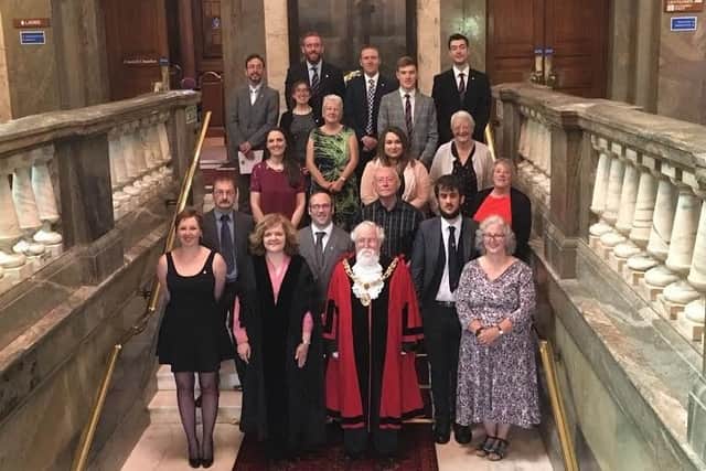 The newly admitted Freemen and Freewomen in 2017 with the then mayor of Lancaster, Coun Roger Mace, and Susan Parsonage, chief executive of Lancaster City Council.
