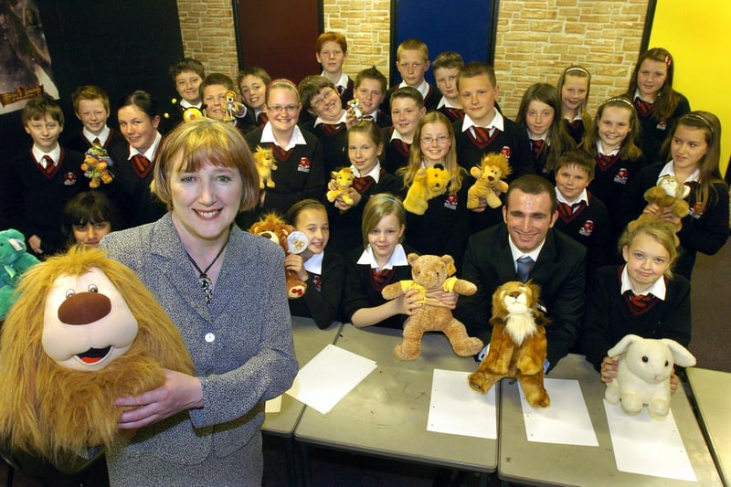 Morecambe High School class 7F teacher Mr Colin Campbell and some of their cuddly animals invited Geraldine Smith MP to come in to school to discuss their ideas for a zoo in the resort.