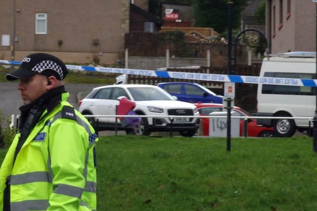 Police at the scene of the suspected shooting on the Ridge estate in Lancaster on Thursday. Picture by Joshua Brandwood