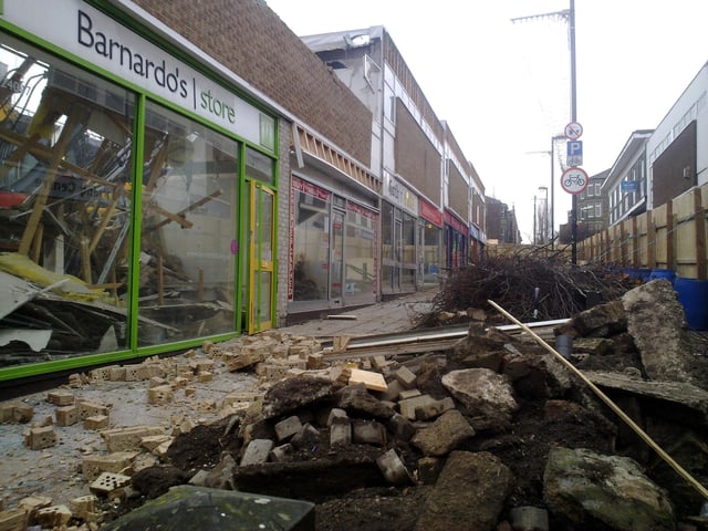 The demolition of part of the Arndale in preparation for the building of the new Travelodge on Euston Road in 2011.