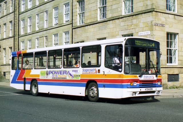 A single decker Stagecoach bus of yesteryear in Lancaster.