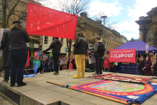 Lancaster residents protested against energy bills price rises in Market Square in Lancaster.