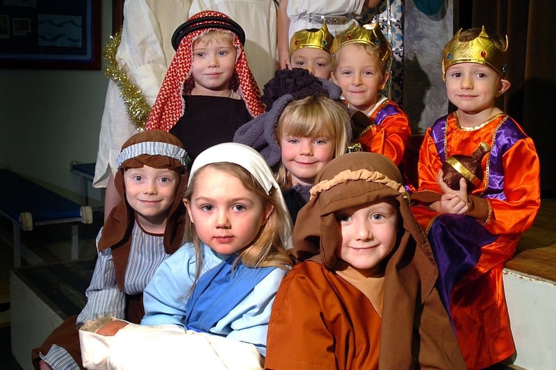 Some of the cast of the 2008 Garstang SS Mary and Michael School Nativity