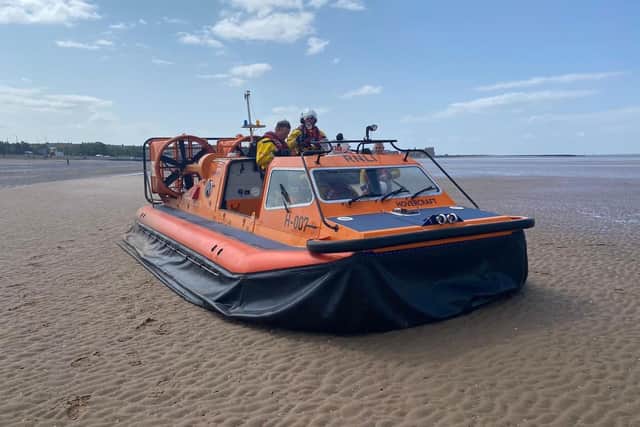 Morecambe RNLI hovercraft was launched to a rescue in the bay. Picture from Morecambe RNLI.