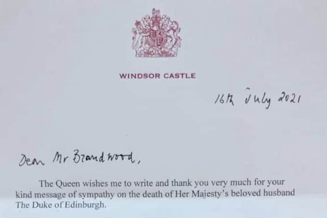Noah's treasured letter from Queen Elizabeth II.