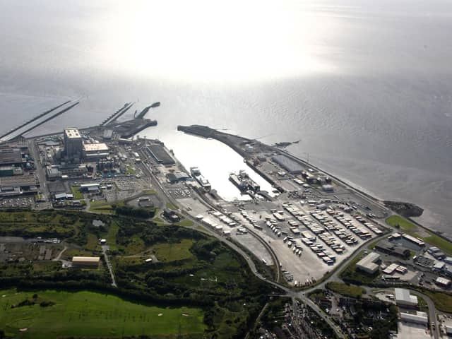 An aerial view of Heysham Port.