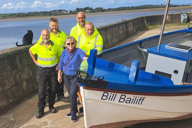 Jacqui Bailiff and the team at Lancaster Port Commission who restored the boat, now named after her husband who originally built it.