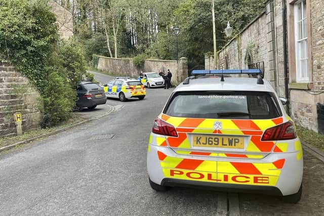 Police at the scene in Rivers View Fold, Dolphinholme this afternoon (Monday, April 25). Pic credit: John Angus Spencer-Barnes (@JohnBarnesUK)