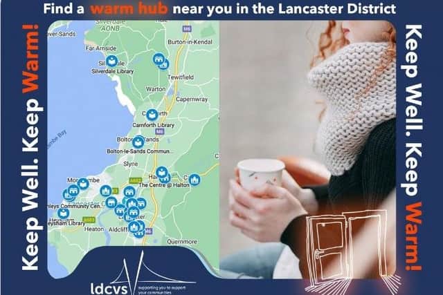 Look at Lancaster City Council map to find warm hubs in the Lancaster district.