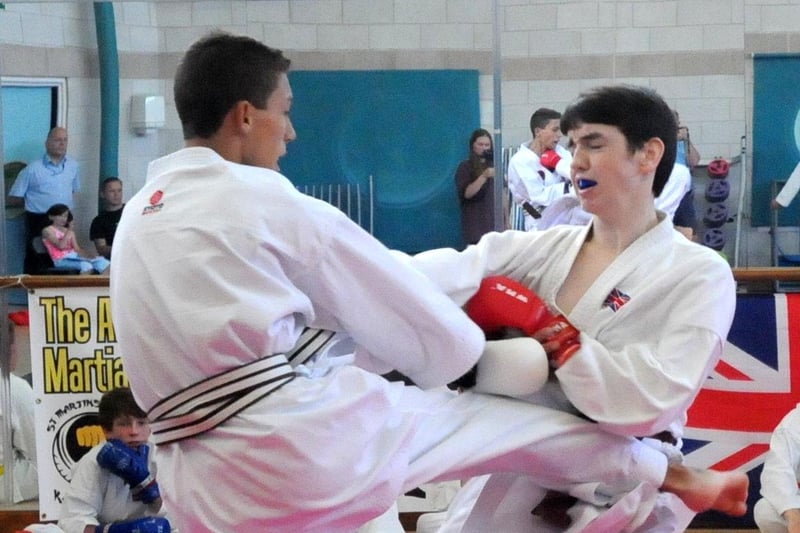 Action from the karate - Lancaster v Aalborg - in 2013.