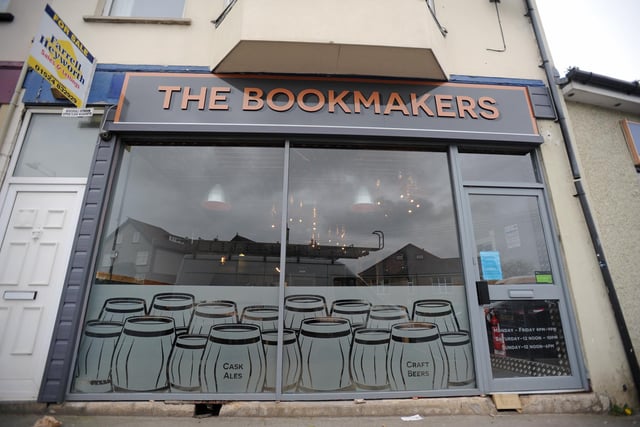 CAMRA said: The Bookmakers, opened in 2019 in a former betting shop among other shops in a suburban neighbourhood, is a welcome addition to the micropub scene in this area. The decor in this single wedge-shaped room is industrial chic, with an arrangement of standing and seating areas and a few comfy chairs and bar stools. The pub is well used by locals.
