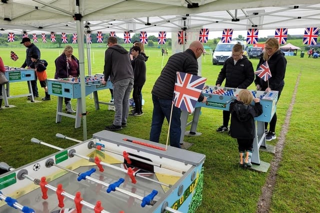 Table football at the community sports day.