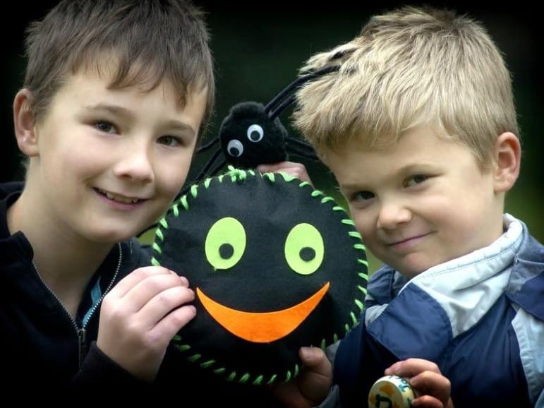 Sam and Josh Hattersley from Morecambe at a Lancaster City Council Halloween arts and crafts session in Happy Mount Park, Morecambe.