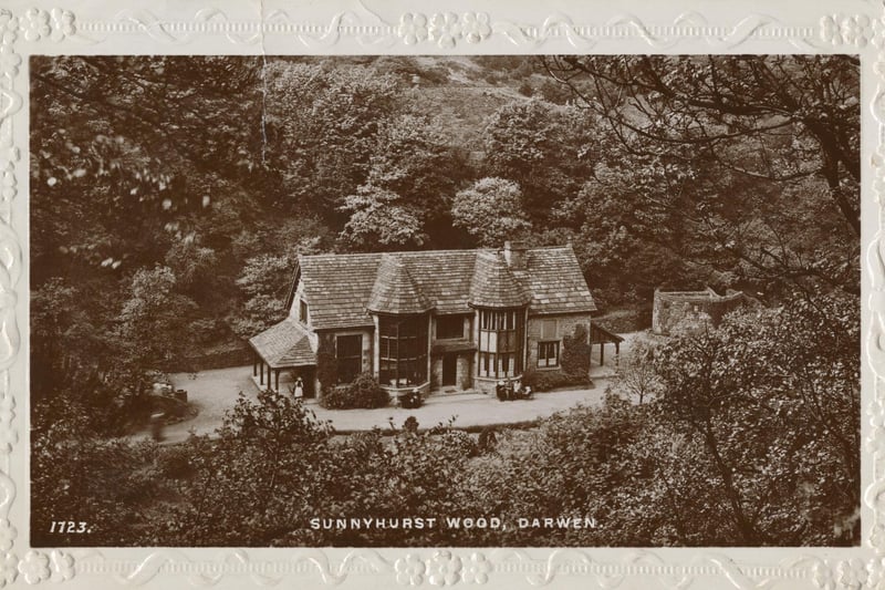 General view looking towards buildig in woodland. Building is possibly Sunnyhurst Cottage. Nigel Temple Postcard Collection PC08142 (Image date range 1930-1935)