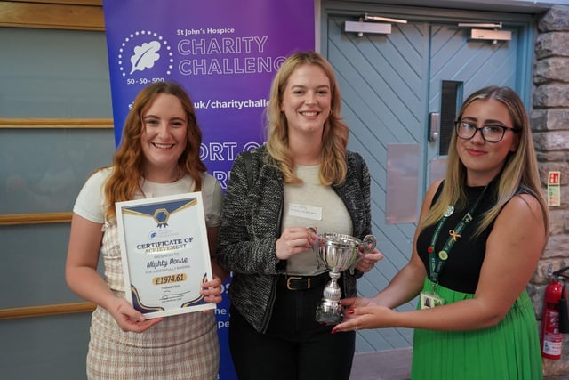 Innovation Award winners, Mighty House, with Lily Knight (right), hospice fundraising executive.