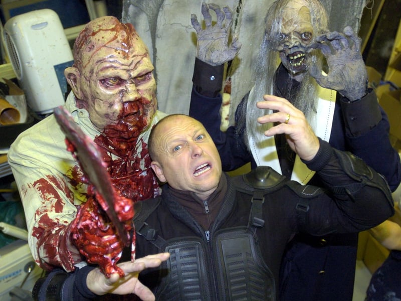 Stuntman Martin Shenton getting ready for a Halloween Scare Fest at Regent Park Studios, Morecambe.