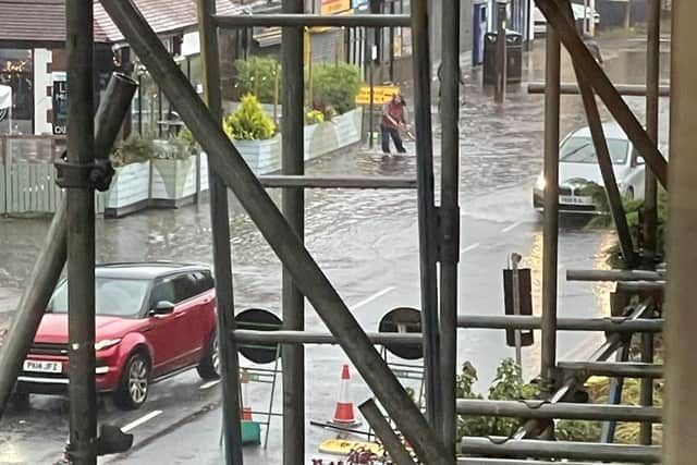 Flooding outside The Wobbly Cobbler in Scotforth. Photo by Chris Didsbury