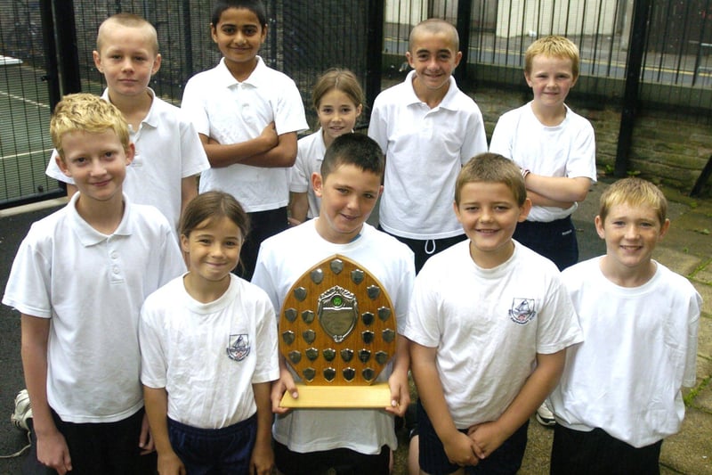 West End Primary School's winning cricket team with the St Peter's Plate which they were awarded.