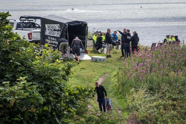Filming for series five of The Bay at Heysham Barrows on Tuesday. Photo by Mags Carr