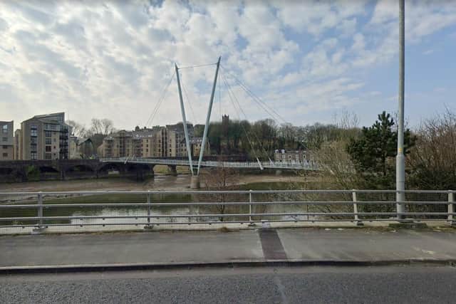 The man had just cycled across the Millennium Bridge into Lancaster when he was robbed of his bike. Photo: Google Street View