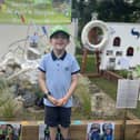 Oscar Burrow with the award-winning garden inspired by his Everest challenge.