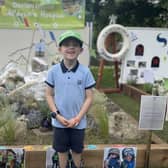 Oscar Burrow with the award-winning garden inspired by his Everest challenge.