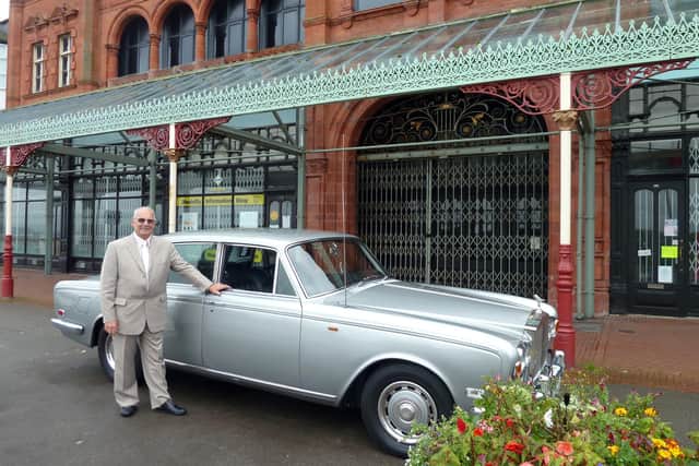 Eric's chauffeur Mike Fountain outside the theatre with Eric's old Rolls Royce during Joan Morecambe's visit to the Winter Gardens in September 2012.