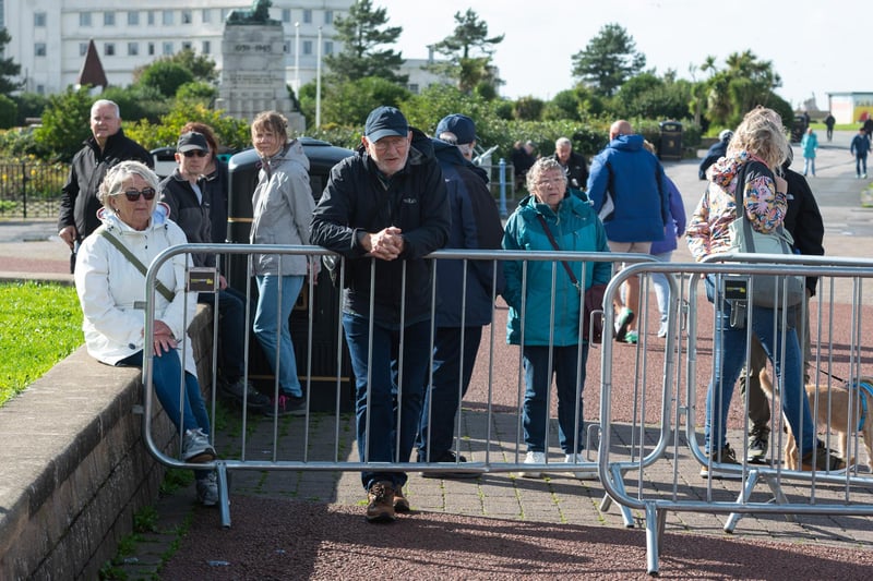 Crowds watch on as The Bay is filmed on Morecambe Promenade.