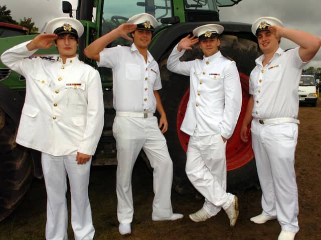 Hello sailor... From left, Ian Bullock, Simon Heyes, Ashley Parkinson and Joseph Brockbank, all dressed up for Garstang Agricultural Show in 2010