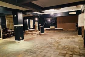 The open bar area at the Queens Hotel in Morecambe is completely gutted. Picture courtesy of Fisher Wrathall Commercial, Lancaster.