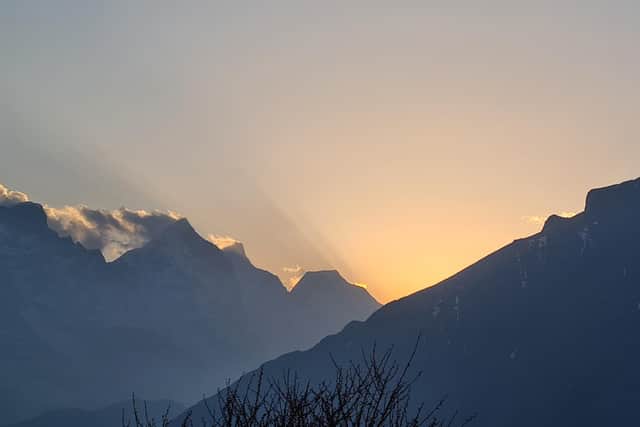 Sunset over the Himalayas.