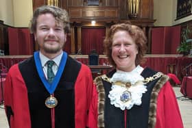 The new Mayor of Lancaster, Councillor Abi Mills, with the new Deputy Mayor, Councillor Hamish Mills. They are mother and son.