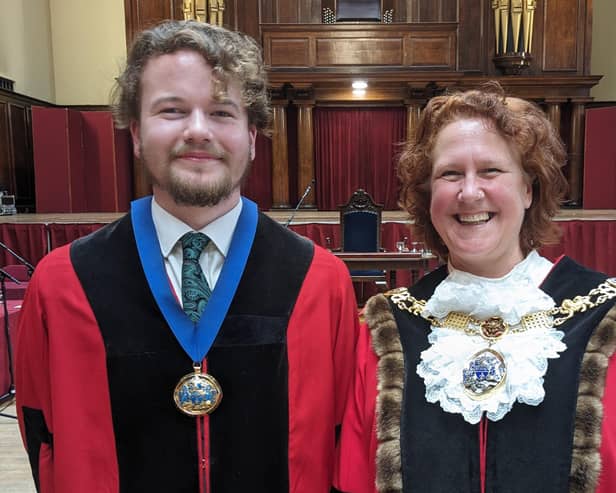 The new Mayor of Lancaster, Councillor Abi Mills, with the new Deputy Mayor, Councillor Hamish Mills. They are mother and son.