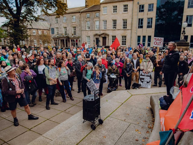 Supporters listen to a speech during the Dalton Square rally.