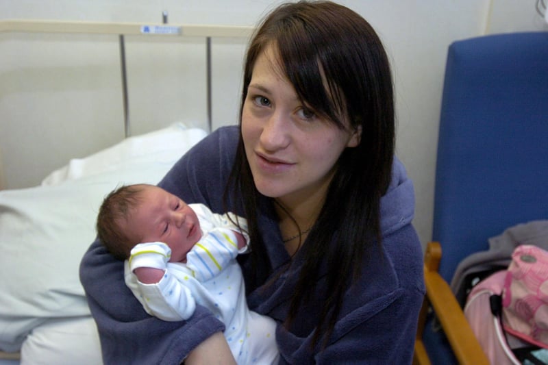Christmas Day baby Aiden John Parker is held by his mum Debbie Parker from Morecambe. He was born at 10.45pm, weighing 7lbs 15ozs. Aiden's father Matthew Parker is in the forces, and was stationed at Catterick.