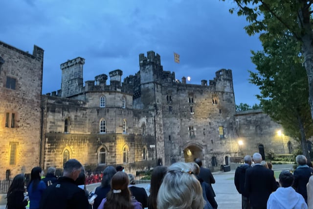 Lancaster Castle as the Platinum Jubilee beacon is lit, following a thanksgiving service at Lancaster Priory. Picture by Alan Sandham