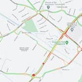 A live AA map showing the tailbacks in the area.