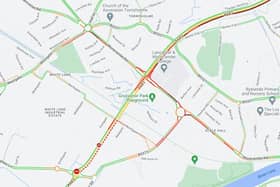 A live AA map showing the tailbacks in the area.