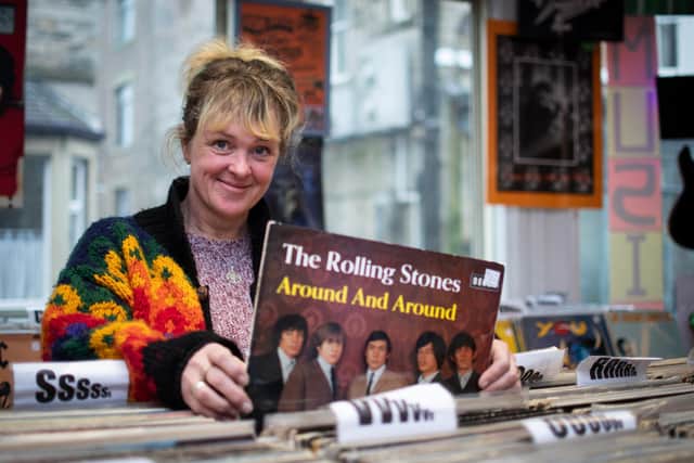 Paula Baker inside Eden Music record store in Morecambe. Photo: Kelvin Stuttard.