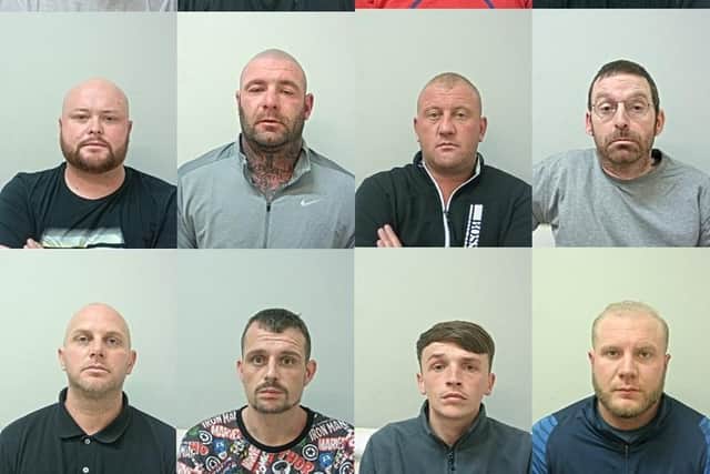 Eight members of the gang jailed for 100 years for drug supply in Lancaster and Morecambe. Picture from Lancashire Police.