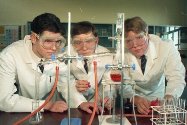 A Lancashire school is preparing for an open morning to show prospective pupils the facilities on offer. King Edward VII School in Lytham, will be throwing open its doors to visitors, who will be able to see activities like climbing, computing and chemistry. Pictured Wesley Jones, William Newton and Mark Brannan prepare for the open day