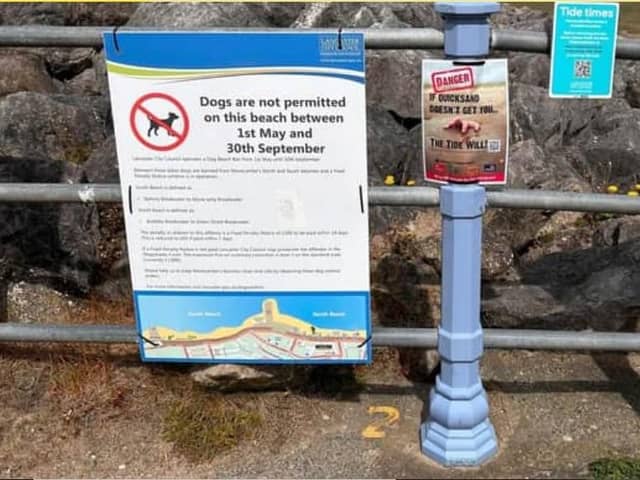 Dogs are now banned from two bathing beaches in Morecambe until September. Picture from Lancaster City Council.
