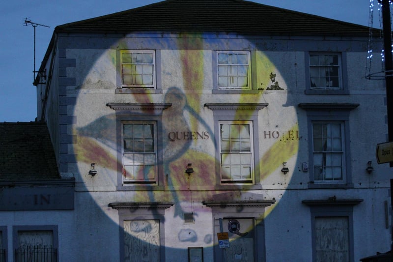 Pictures by local children were projected onto the Queens Hotel.