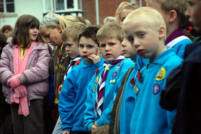 Children watch the wreath laying during Garstang Remembrance Sunday
