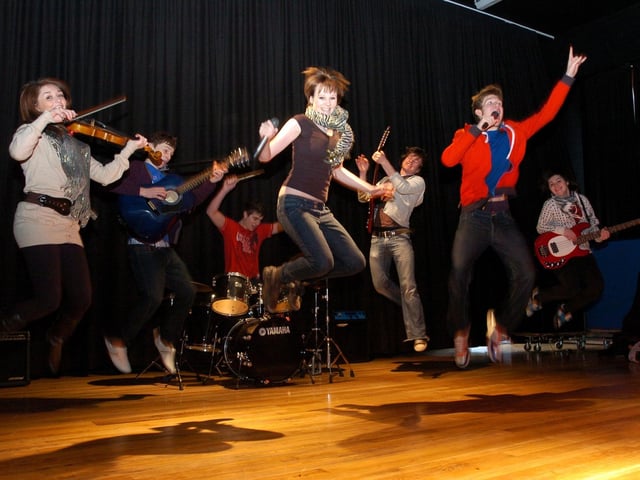 Morecambe High School A-level music students rehearsing in The Studio, from left, Becky Hastie, Liam Bland, Sam Patterson, Steph Wilkinson, Oli Hirstwood, Jamie Tibke and Hannah Mahon.