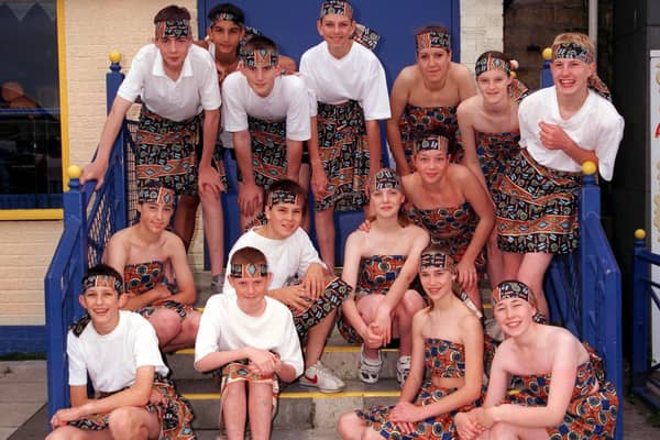 The Ludus and Mashango Dance Group from Heysham and Morecambe High Schools who performed a dance involving Eric's theme song, Bring Me Sunshine, for the late Queen when she visited Morecambe to unveil the Eric statue on July 23, 1999.