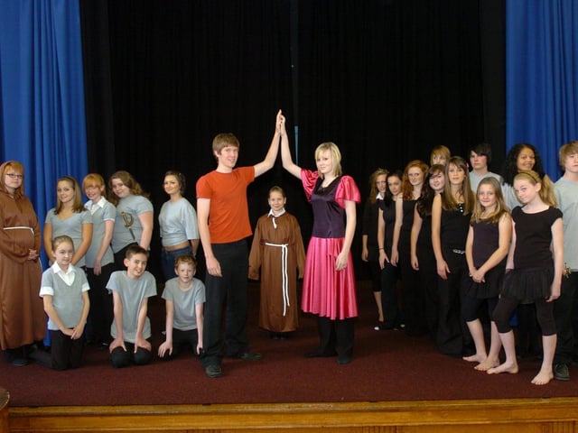 The cast of a Morecambe High School production of Romeo and Juliet.