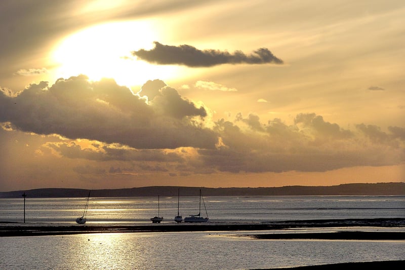 A golden sunset over Morecambe Bay.